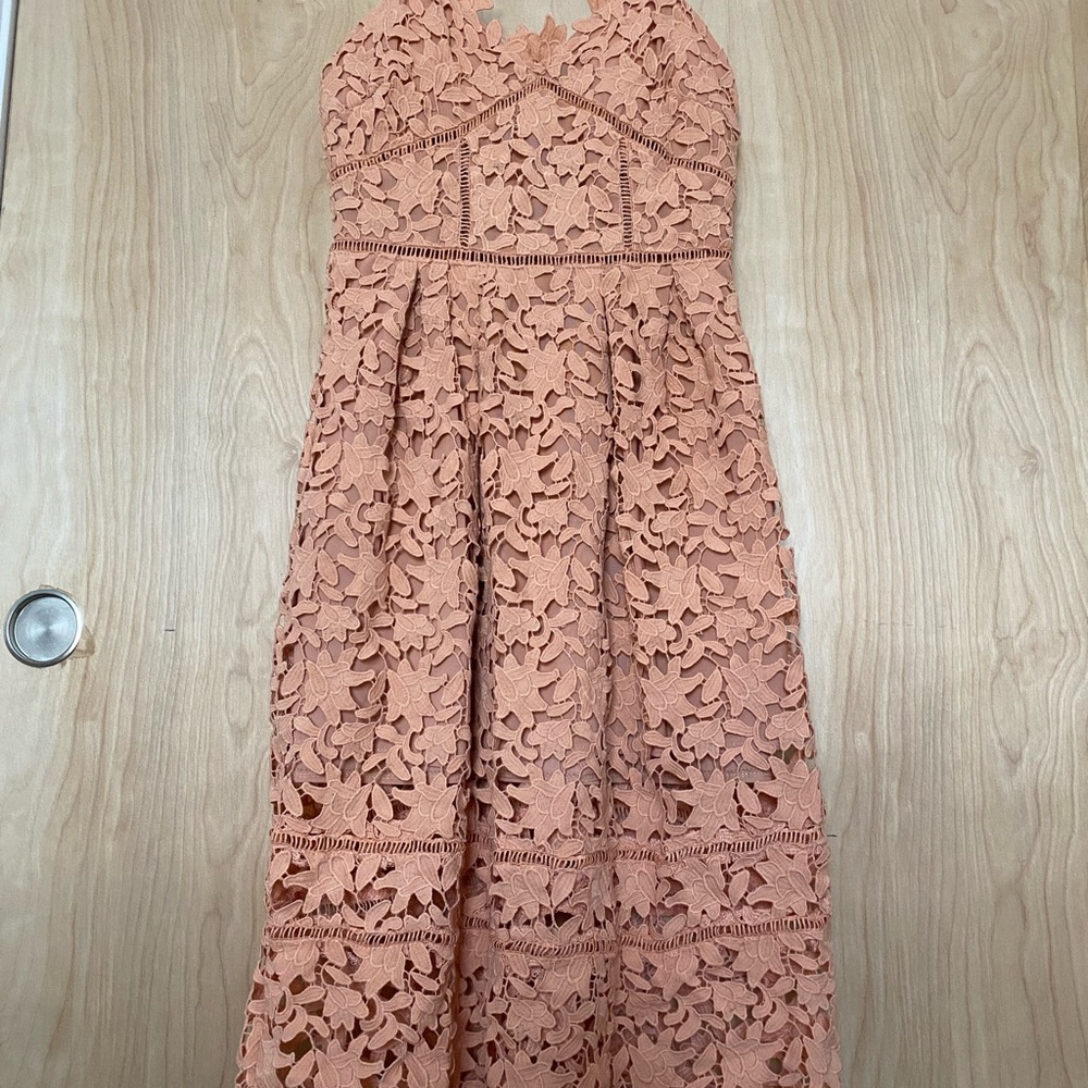 Anthropologie Lace Midi Dress – Peach/Coral